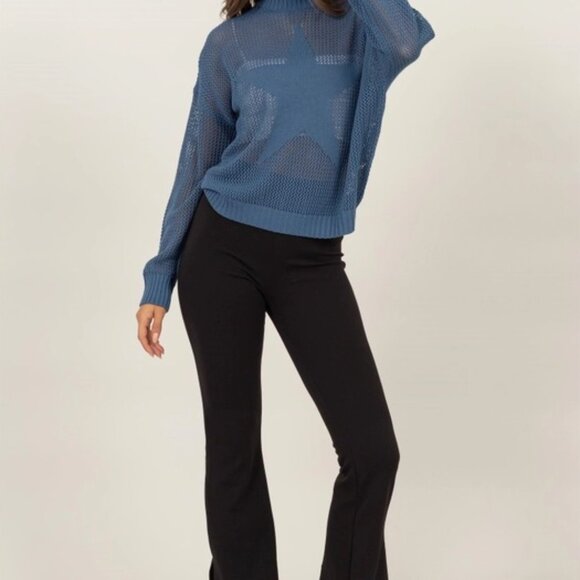 Brooke Star Pattern Open-Stich Sweater | Women's Blue Top | Trendy Style - Picture 7 of 8